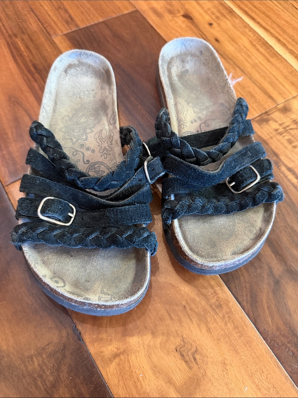 Women’s Braided Suede Slide Sandals in Black